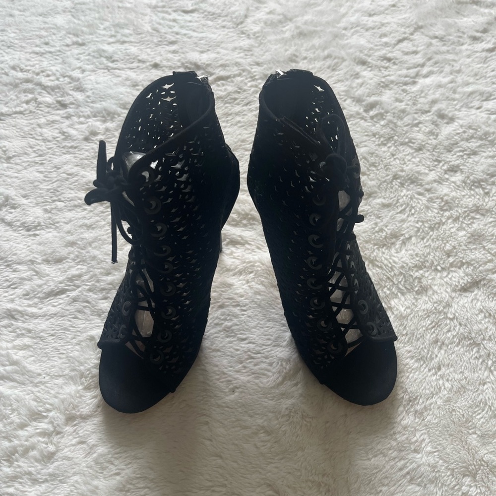 Zara Black Lace-Up Wraparound high Heel Open toe Stiletto Heel size 6.5 or uk37